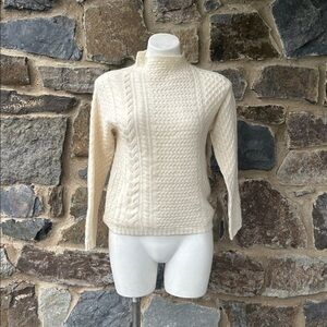 Jumper 1234 Cashmere Cable Knit Mock Neck Sweater in Cream Size 1 / US Size 2/4